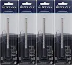 Waterman(R) Refill, Rollerball, Fine Point, 0.5 mm, Black (4-Pack)