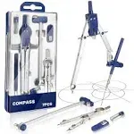 YOOUSOO Compass for Geometry Large Professional Drawing Compass Metal Drafting Compass Kit with Extension Bar,Metal Compass Geometry Set for Geometry