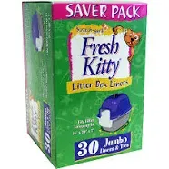 30 Count Fresh Kitty Litter Box Liners Super Thick Durable Pet Jumbo Scented Bag