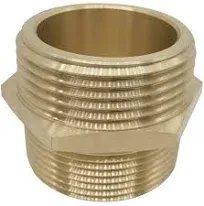 1-1/2" NPT Male x 1-1/2" NST (NH) Male, Brass Hexagonal Nipple Fitting, Fire Equipment Hexagonal Nipple Fire Hose Adapter