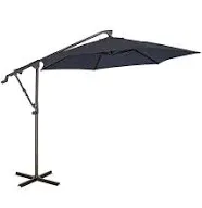 COBANA Patio Umbrella 10ft Offset Outdoor Cantilever Umbrella with Water/Sand Filled Umbrella Base included, Aluminum Patio Umbrella Stand, Blue