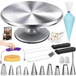 50PCs Cake Turntable Set -12&#034; Aluminum Revolving Stand- Professional Cake Lev...