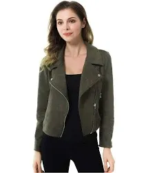 Apperloth A Women's Long Sleeve Faux Suede Motorcycle Jacket