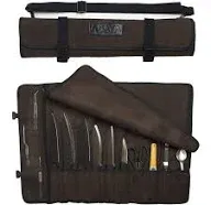 Asaya Canvas Chef Knife Roll Bag 10 Knife Slots and a Large Zipper Pocket