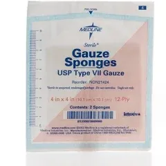 Woven Gauze Sponges New 4x4 12 Ply Cotton Usp Type Vll Gauze 25 Ea.