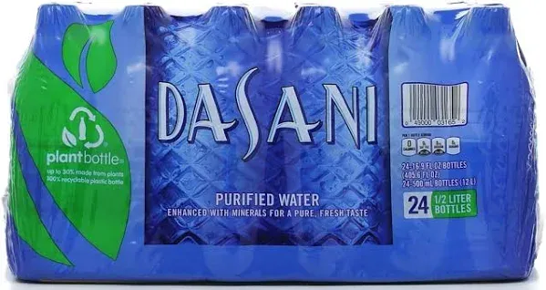 Dasani Water, Purified, 24 Pack - 24 pack, 16.9 fl oz bottles