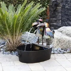 Alpine Corporation Ncy298 20" Tall Outdoor Metal Crow Water Fountain