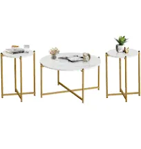 Lamerge Modern Faux Marble Coffee Table Set of 3