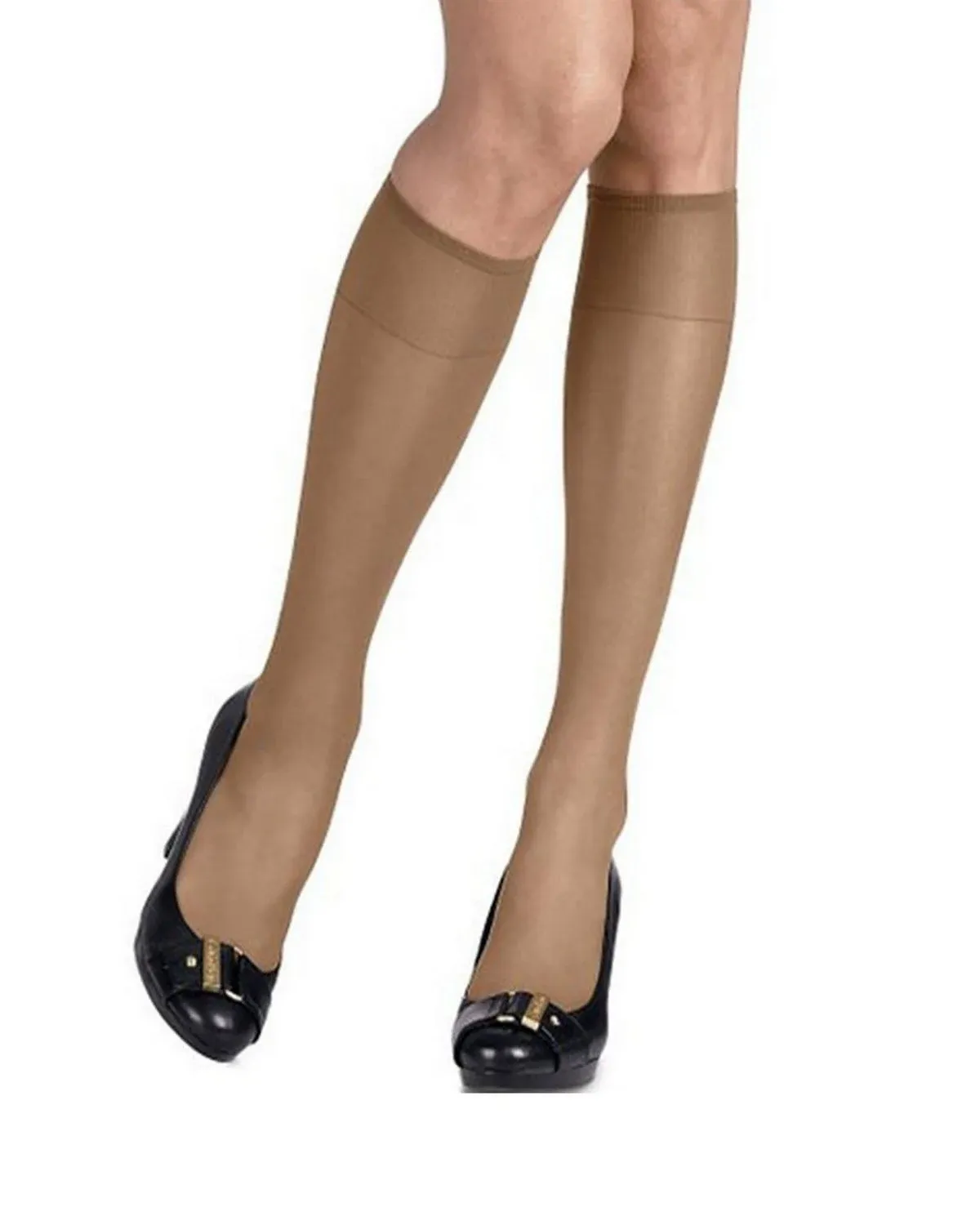 Hanes Silk Reflections Silky Sheer Knee Highs 2-Pack Barely There