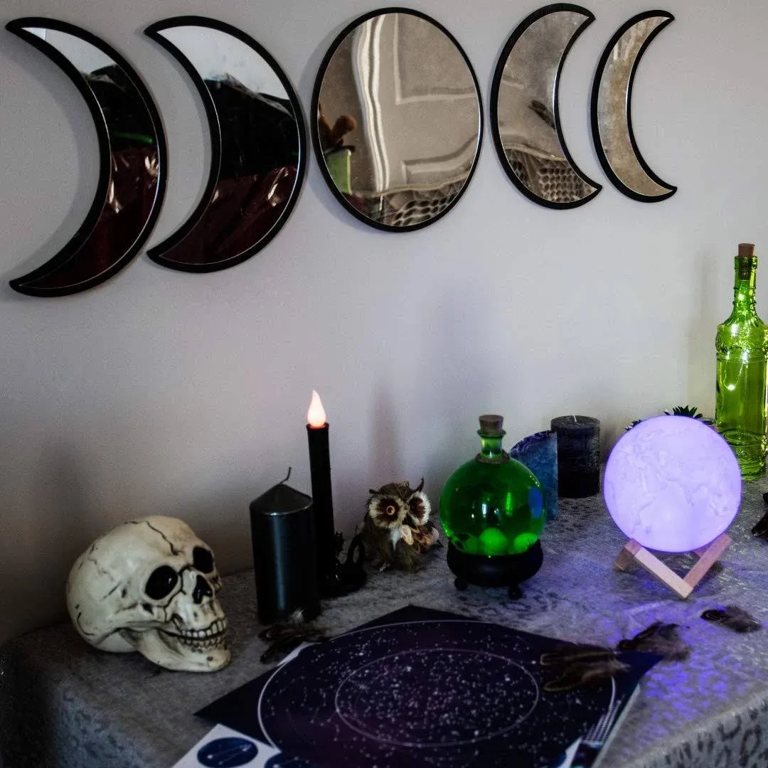 BLACK MAGIC WITCH Moon Mirror - Announcing Love Home Wall Decor - Moon Phase Mir