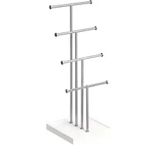 Amazon Basics Four-Tier Jewelry Tree Stand - White/Brass