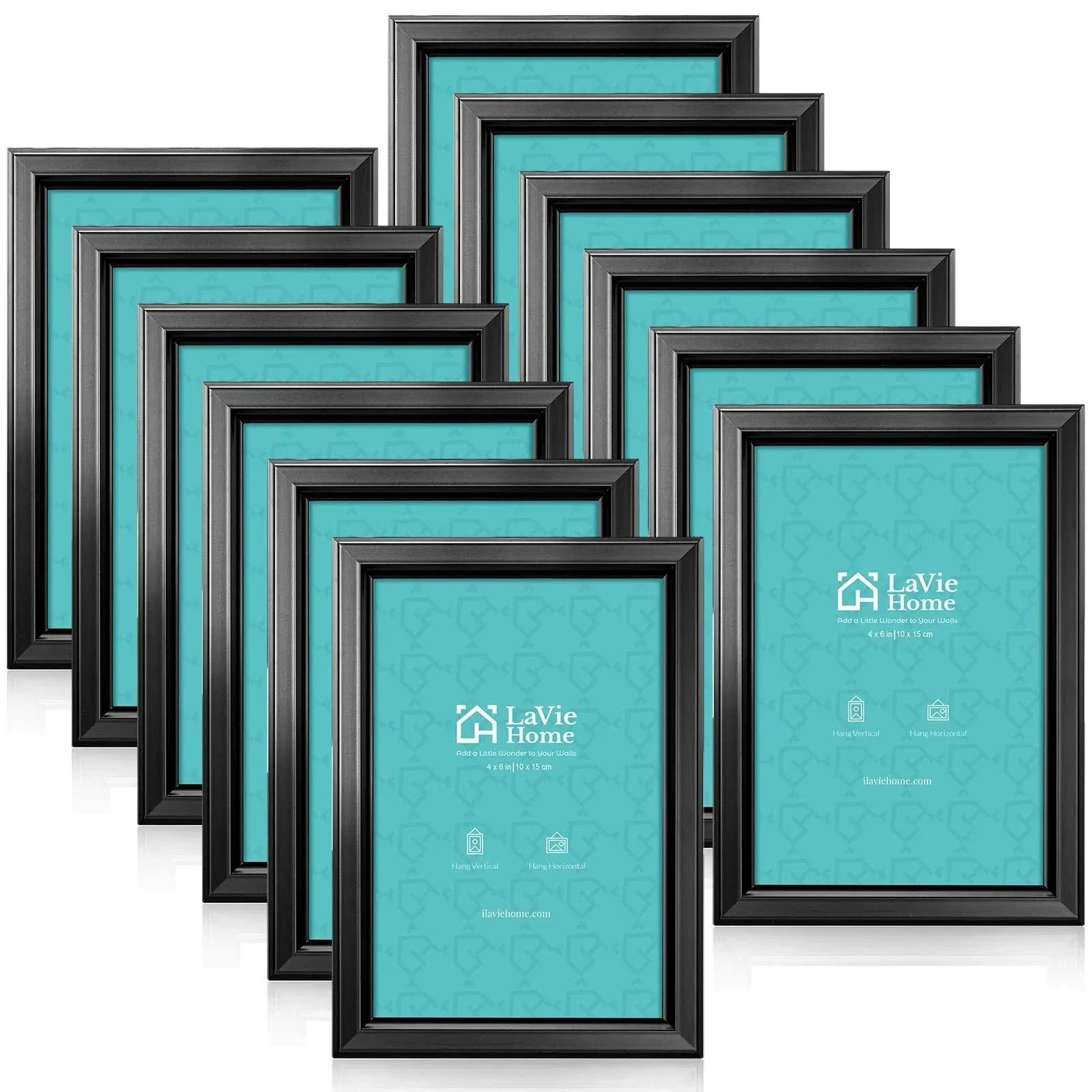 Lavie Home 4x6 Picture Frames (12 Pack, Black) Simple Designed Photo Frame with High Definition Glass for Wall Mount & Table Top