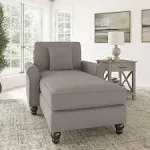 Bush Furniture Hudson Chaise Lounge with Arms in Beige Herringbone