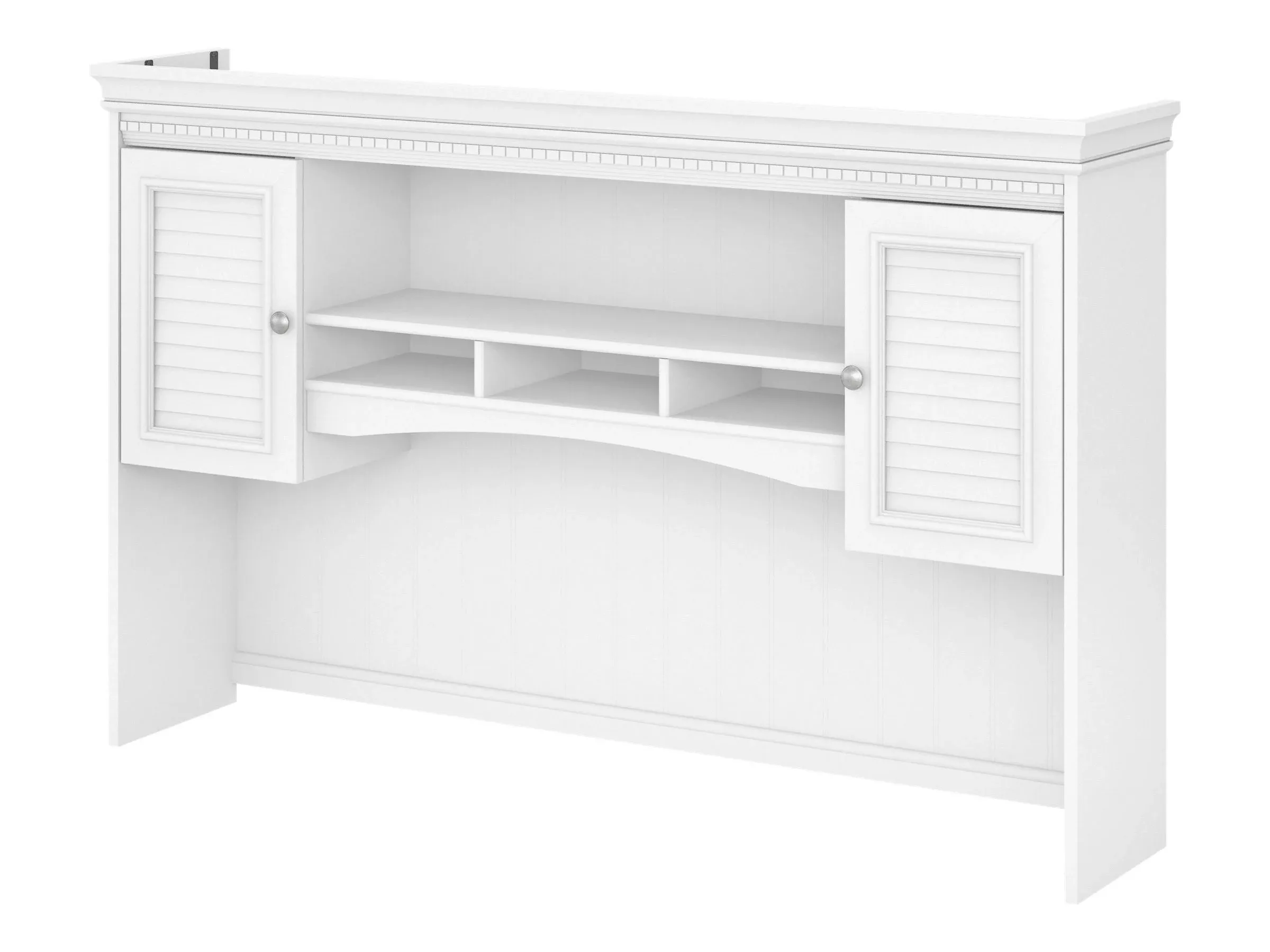 Fairview 60W Hutch for L Shaped Desk in White and Gray - Engineered Wood