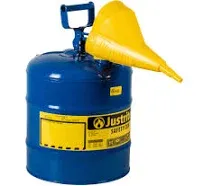 Justrite 7150310 - 5 Gallon Type I Blue Safety Kerosene Can with Funnel