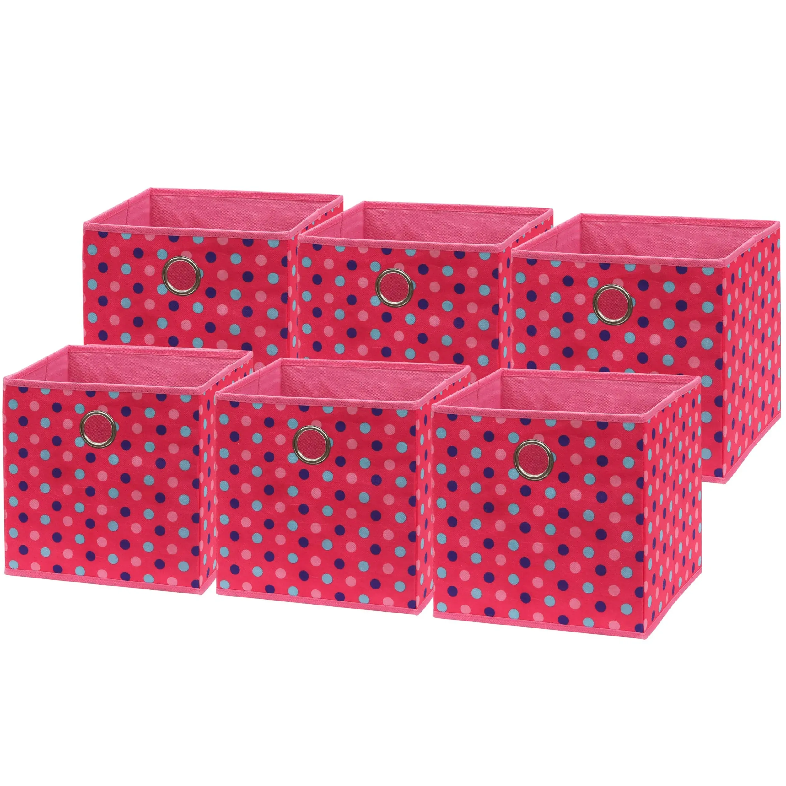 Simple Houseware 6 Pack Printing Fabric Cube Storage Bin with Handle, Pink