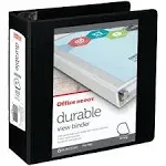 Office Depot Brand Durable View 3-Ring Binder, 4" Slant Rings, Black