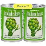 Trader Joes Artichoke Hearts, Packed in Water, 14oz/400gr (Pack of 2)