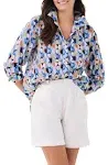 Nic+Zoe Plus Social Circles Boyfriend Shirt Blue Multi