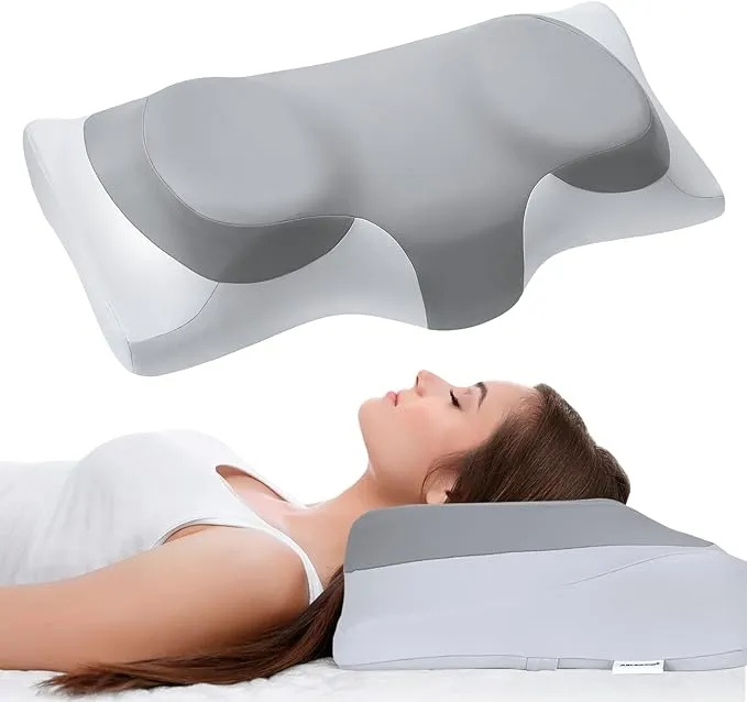 ABLEGRID Contour Memory Foam Cervical Pillow,FSA HSA Eligible Cooling Gel Pillow for Neck and Shoulder Pain Relief,Ergonomic Orthopedic Adjustable Bed and Support Pillow for Side,Back,Stomach Sleeper