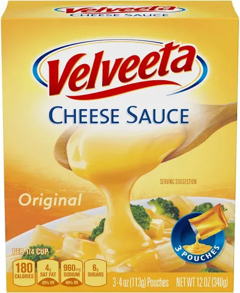 Velveeta Original Cheese Sauce Pouches, 24 ct Pack, 4 Boxes of 6 Pouches