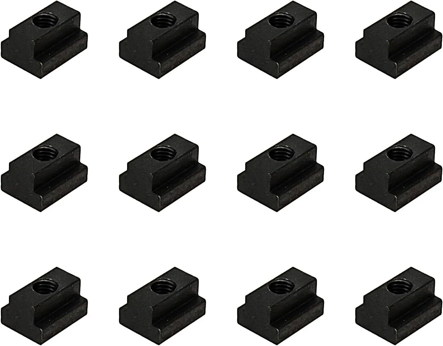 M10 T-Slot Nut,Black Oxide Finish,Grade 8.8,3/8 Threads,Slot Width 12mm,Slot Depth 7mm,Total Depth 14mm,Pack of 12