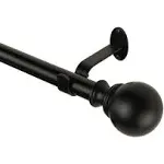 Elrene Home Fashions Cordelia Adjustable Curtain Rod with Ball Finials, 86"-120" - Antique Black