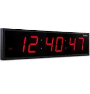 Ivation 24&#034; LED Digital Clock w/ Remote Rectangle Electronic Plastic in White