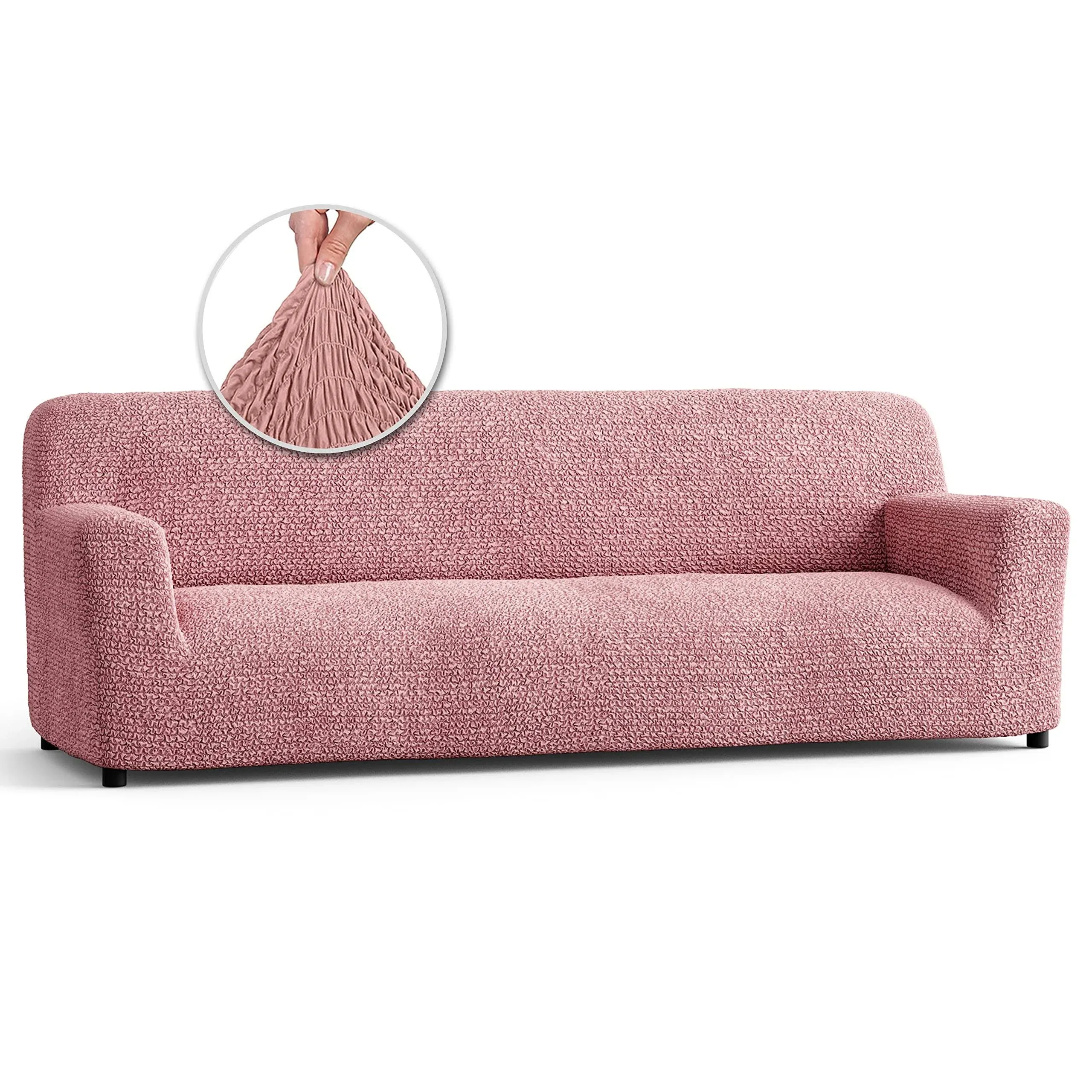 PAULATO BY GA.I.CO. Sofa Slipcover - Stretch Couch Cover - Stylish Cushion Sofa Cover - Soft Fabric Slip Cover - 1-Piece Form Fit Washable Protector for Pet - Microfibra Collection - Coral Pink