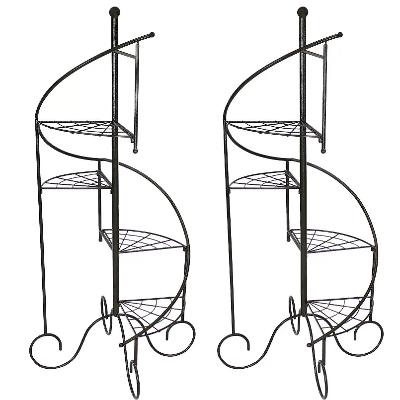 Sunnydaze 4-Tier Metal Plant Stand with Spiral Staircase Design