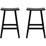 WestinTrends Outdoor Patio Adirondack Bar Height Stool Saddle Seat Chair Set of 2 - Black