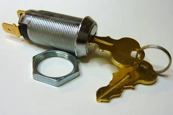 Momentary Switch Lock, Keyed Alike, Key Removable in Off Position, with 2 Keys & Nut