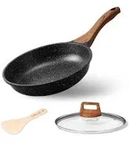 ESLITE LIFE 9.5 Inch Crepe Pan with Spreader, Nonstick Ceramic Flat Skillet Dosa Tawa Comales Para Tortillas Pancake Pan, PTFE & PFOA Free, Black