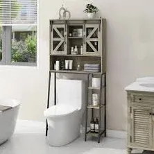 Over The Toilet Storage Cabinet Farmhouse Storage Cabinet Over Toilet with Sliding Barn Door,Home Space-Saving Toilet Rack for Bathroom Restroom