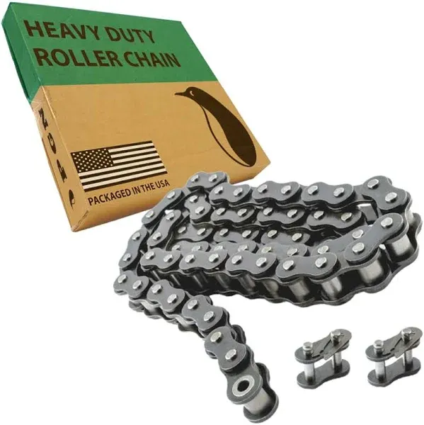 #25 Heavy Duty Roller Chain - 10 Feet + 2 Free Connecting Links - #25H - 480 Lin