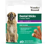 Wonder Bound Chicken Flavor Dental Sticks for Tiny Dogs (5-20 lbs), 6-Ridge Shape for Plaque & Tartar Control, Freshens Breath, Made With Real Chicken, 108 Count