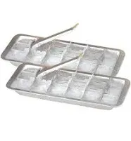 Vintage Kitchen Aluminum Metal Ice Cube Tray  18 Cube with  Quick Release handle