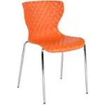 Emma + Oliver Contemporary Design Orange Plastic Stack Chair