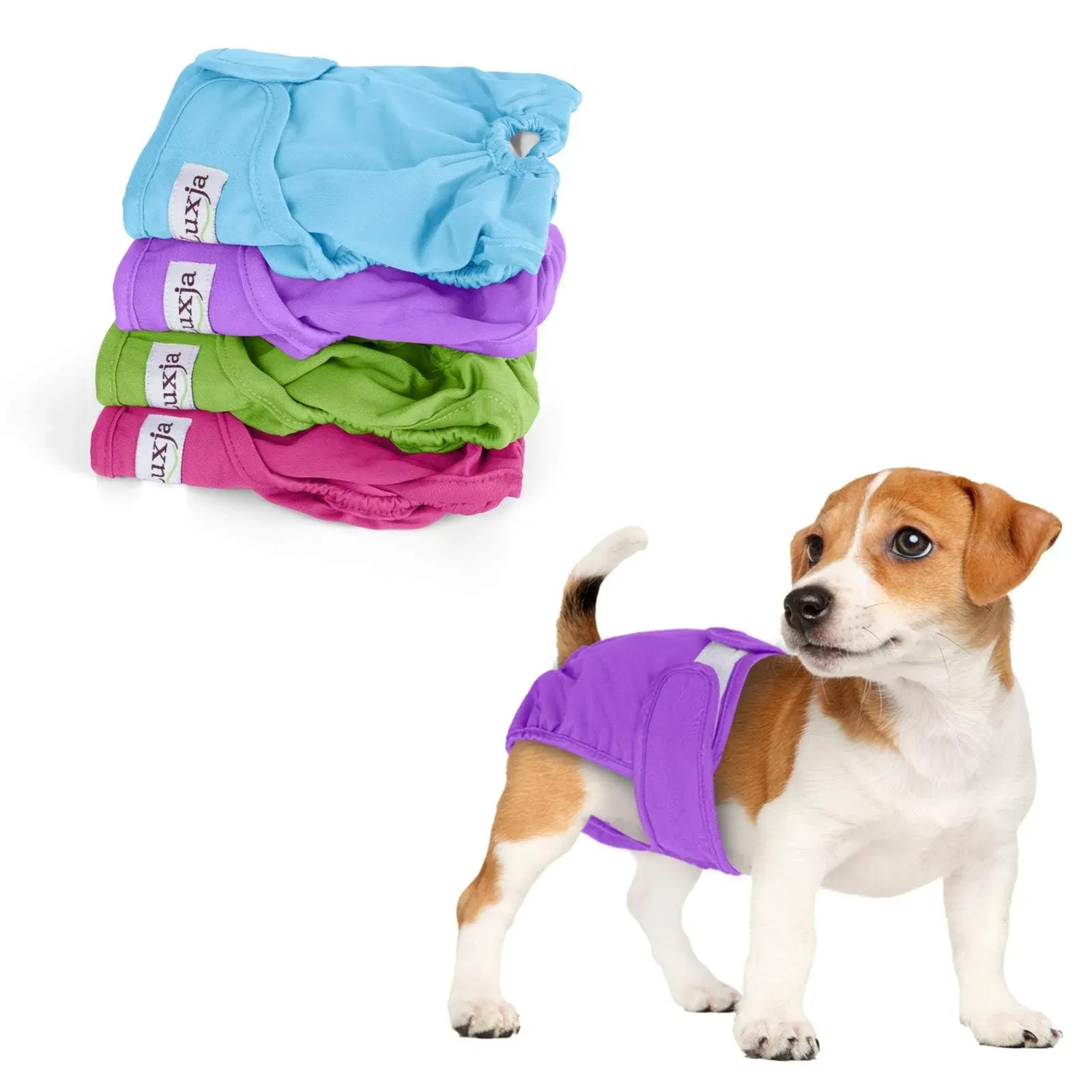 Reusable Female Dog Diapers (Pack of 4), Washable Wraps for Female Dog (Small...