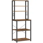 VASAGLE Coffee Bar, Baker’s Rack for Kitchen with Storage, 6-Tier Kitchen Shelves with 6 Hooks, Microwave Stand, Industrial, 15.7 x 31.5 x 65.7 Inches