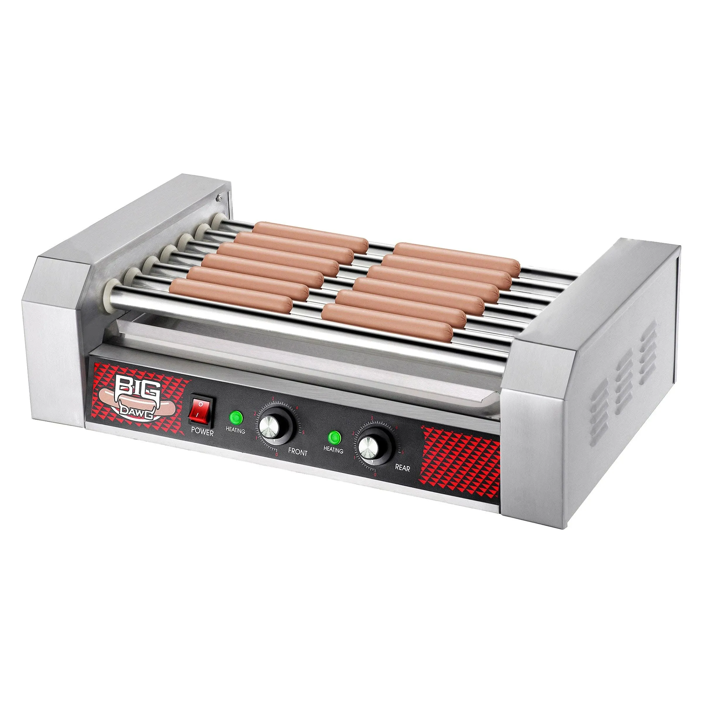 Hot Dog Roller Machine Stainless-Steel Cooker with 7 Non-Stick Rollers Cooks 18 Hot Dogs Concession Stand Supplies by Great Northern Popcorn