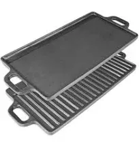 ProSource Heavy Duty Reversible Double Burner Cast Iron Grill Griddle