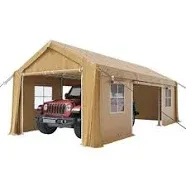 10x20 ft Heavy Duty Portable Garage with Removable Sidewalls Doors and Windows