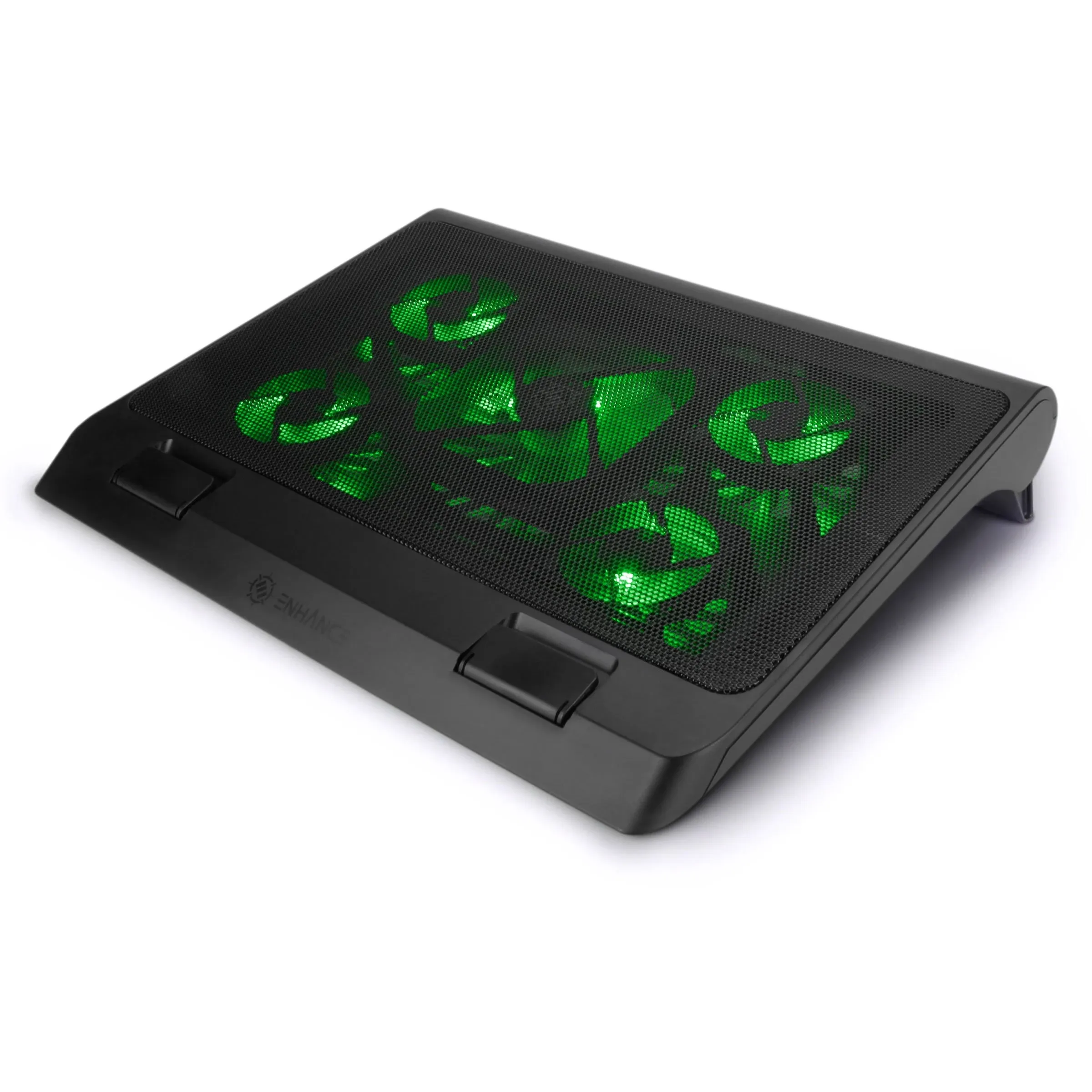 ENHANCE Gaming Laptop Cooling Pad -GREEN LED Cooler Fans Ultra Quiet, Adjustable