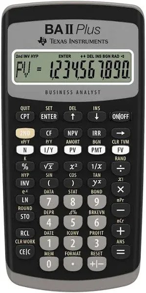 Texas Instruments BAIIPlus Financial Calculator, 10-Digit LCD