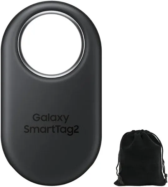 Samsung Smart Tag 2 (2023) Bluetooth + UWB, IP67 Water and Dust Resistant, Findable via App, 1.5 Year Battery Life -, Includes Carrying Pouch (Black)