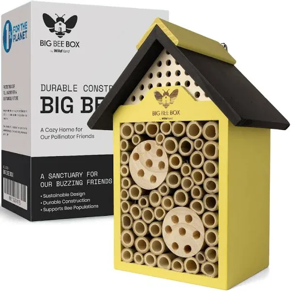 Bee House - Weather Resistant Natural Wood Construction Mason Bee House - Simple Installation, Bee Box for Power Pollinators, Ideal Bee Houses for The Garden