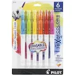 Pilot FriXion Colors Erasable Stick Marker Pen, Bold 2.5 mm, Assorted Ink, White Barrel, 6/Pack