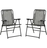 Outsunny Set of 2 Patio Folding Chairs Outdoor Bungee Sling Chairs