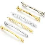 Anotherkiss Tie Collar Bar Pin Set for Men - 6 Pieces of Gold and Silver Two Ton